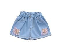 2025 Short En Jean Fille 4-13 ans Pantalon Court en Jean Ado Ete Fluide Large Short été Filles Ample Chic Casual Sport Plage Vacances Confortable Shorts et Bermudas en Denim Pantalon Court