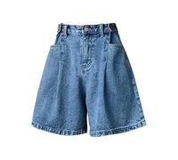 2025 Short Jean Femme Taille Huate- Shorts Et Bermudas à Jambe Large Roulé Court Vintage Ample Streetwear à la Mode Tenues D'été Polyvalent Et Amincissant Coupe Trapèze Style Fin Décontracté