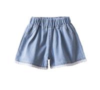 2025 Shorts en Jean Fille 3-8 Ans Pantalon Court en Jean Ado Ete Fluide Large Short été Fille Ample Chic Casual Sport Plage Vacances Confortable Shorts et Bermudas en Denim