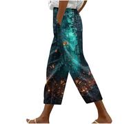 2025 Soldes Pantalon de Sport Femme Été Pantalons Large 3/4 Elastique Léger Respirant Pantalon Court Femmes Chic et Elegant Pantacourt DéContractéEs de Jogging Fluide Taille Haute de Survêtement