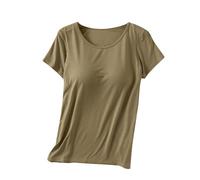 2025 Soutien-Gorge Femme Quotidien Confortable et Décontracté T-Shirt à Manches Courtes Brassiere Femmes avec Coussinets Amovibles Soutien-Gorge Liberté de Mouvement Pyjama à Manches Courtes M-3XL