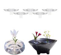 2025 Support créatif pour compositions Florales flottantes, Bol à Fleurs en Acrylique Transparent à Monter soi-même, avec tiges, offrant Une stabilité et Une flottabilité accrues (5pcs,L)