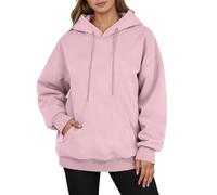 2025 Sweat à Capuche Décontracté pour Homme Manches Longues Confortable Chaud Doublure Polaire Hiver avec Poche à Cordon de Serrage Usage Quotidien Pull Femme Motif Hibou, Rose, M