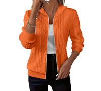 2025 Sweat à capuche en tricot jacquard à manches longues surdimensionné en tricot torsadé avec cordon de serrage à la taille, Qrange, M