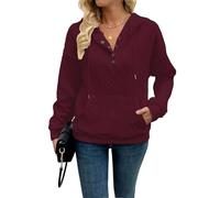 2025 Sweat à capuche en tricot jacquard à manches longues surdimensionné en tricot torsadé avec cordon de serrage à la taille, bordeaux, L