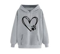 2025 Sweat à Capuche Femme Oversize Pull Femmes Chic Et Elegant Imprimé à Motif de Cœur Sweatshirt Ample Confortable Hoodies Manteau Rétro Beau De Grande Taille Sweat-shirt avec Poche Pas Cher