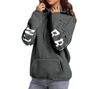 2025 Sweat A Capuche Femme Vintage- Sweat Grande Taille Imprimé Lettres Décontracté avec Poches Chic Et Élégants Hoodie Ample Confortable Passe-Partout Streetwear Automne Hiver Sportwear