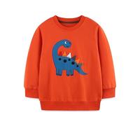 2025 Sweat à capuche garçon Dessin animé Dinosaure Stick Tissu à manches longues Enfants Sweat à capuche tricoté Col ras du cou Enfants Sweatshirt Garçon 74 Pull, Orange, 5-6 ans
