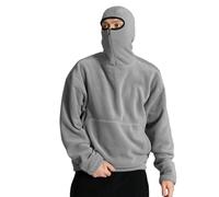 2025 Sweat A Capuche Homme Manche Longue- Sweat Chaud Ample Couleur Unie Casual Masque Coupe Vent Sweatshirt Chic Confortable De Tous Les Jours Passe-Partout Pullover pour Automne Hiver Hoodie