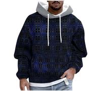 2025 Sweat à Capuche Homme Polaire Sweatshirts Manches Longues Oversize avec Poche Chaud Décontracté Velours Hoodie Sweats Hommes Bloc de Couleurs Patchwork Imprimée Carreaux Hiver Automne