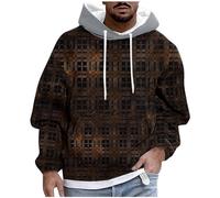 2025 Sweat à Capuche Homme Polaire Sweatshirts Manches Longues Oversize avec Poche Chaud Décontracté Velours Hoodie Sweats Hommes Bloc de Couleurs Patchwork Imprimée Carreaux Hiver Automne