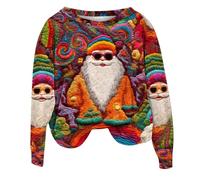 2025 Sweat de Noel Femme Pull Noel Rigolo Imprimé Hiver Pull Noël Femme Drole Pullover De Noël Femmes Moche Ugly Pulls Noels Rigolo Sweat Polaire Femmes Hiver Chaud Sweatshirt