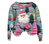 2025 Sweat de Noel Femme Pull Noel Rigolo Imprimé Hiver Pull Noël Femme Drole Pullover De Noël Femmes Moche Ugly Pulls Noels Rigolo Sweat Polaire Femmes Hiver Chaud Sweatshirt