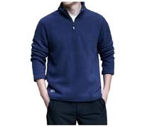 2025-Sweat Homme sans Capuche- Sweat Shirt Manche Longue Casual Col Roulé avec Zippée Couleur Unie Chaud Ample Grande Taille Pullover Chic De Tous Les Jours Passe-Partout Haut