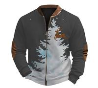 2025 Sweat Noel Homme Zippé- Veste De Travail Manches Longues Décontracté Imprimé Manteau Chic Et Elegant Ample Cardigan Classiques Extérieur Sport Blousons Automne Hiver Noël Sportwear
