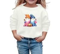 2025 Sweat-shirt d'Halloween pour fille, imprimé, manches longues, col rond, haut décontracté pour enfants/hiver, sortie scolaire, cadeaux mélangés confortables et doux, Blanc., 11-12 ans