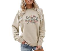 2025 Sweat-shirt uni confortable pour femme - Sweats à fleurs sauvages pour femmes - Chandail décontracté d'été à motif floral - Chandail à manches longues pour amoureux du jardin - Chandail à manches