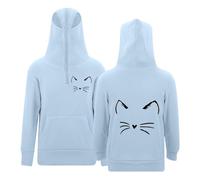 2025 Sweat-shirt unisexe visage de chat blanc vêtements de lapin pour tout-petit garçon, bleu clair, 9-10 ans