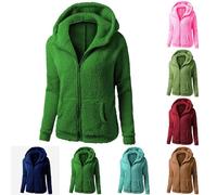 2025 Sweats à Capuche Femme Polaire Veste Zippé Femmes Automne Hiver Chic Élégant Couleur Pure Manches Longues Grande Taille DéContractéE Outwear avec Poche Pull a Capuche Femme Noir