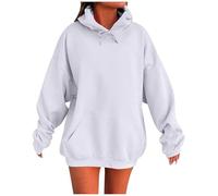 2025 Sweats à Capuche Femme Super Soft Touch Automne Hiver Chic Élégant Coton Couleur Unie Manches Longues Oversize Grande Taille Pas Cher Loungewear pour Femmes Hoodie avec Poche Sweatshirt Mode