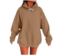 2025 Sweats à Capuche Femme Super Soft Touch Automne Hiver Chic Élégant Coton Couleur Unie Manches Longues Oversize Grande Taille Pas Cher Loungewear pour Femmes Hoodie avec Poche Sweatshirt Mode