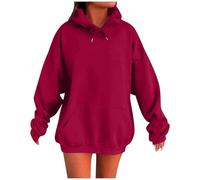 2025 Sweats à Capuche Femme Super Soft Touch Automne Hiver Chic Élégant Coton Couleur Unie Manches Longues Oversize Grande Taille Pas Cher Loungewear pour Femmes Hoodie avec Poche Sweatshirt Mode
