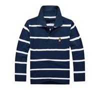 2025 - T-shirt à manches longues pour enfants garçons et filles - Style décontracté - Fermeture à boutons - Tissu confortable et doux - Couleur foncée, bleu marine, 13-14 ans