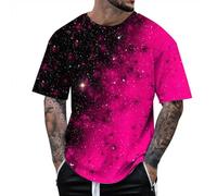 2025 T-shirt Homme T-shirt Hommes T-shirt Nouveau Hommes Stage Performance T-shirt 3D Imprimé Paillettes Pull à Manches Courtes Style Deux Manches Longues Avec, Rose, XXL