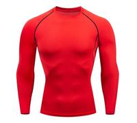 2025 T-shirt pour homme T-shirt pour homme T-shirt de fitness à manches longues pour la course à pied T-shirt pour homme Thermo Muscle Athlétique Gym Vêtements de compression Haut noir, rouge, XL