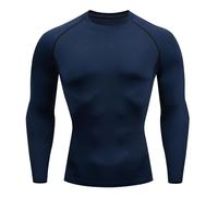 2025 T-shirt pour homme T-shirt pour homme T-shirt de fitness à manches longues pour la course à pied T-shirt pour homme Thermo Muscle Athlétique Gym Vêtements de compression Haut noir, bleu, L