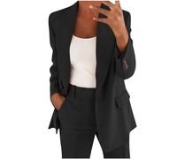 2025 Tailleur Femme Chic et Elegant, Blazer Femmes à Manches Longues Veste mi Saison Grande Taille Couleur Unie Bureau d'affaires avec Boutons Revers Manteau Cardigan Jacket Costume de Travail