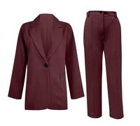 2025 Tailleur Femme Ensemble Pantalon 2 Pièces Chic et Elegant Couleur Unie Slim Fit Blazer Veste Formel Bureau Travail Pantalon Costumes Manteau Ensemble Col Revers Veste Manteau Pantalons Élastique