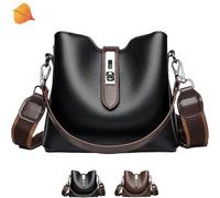 2025 Three Straps Bucket Bag for Women,Fashion Crossbody Bag, with Adjustable Wider Shoulder Strap, Zipper Compartments (Black)