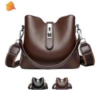 2025 Three Straps Bucket Bag for Women,Fashion Crossbody Bag, with Adjustable Wider Shoulder Strap, Zipper Compartments (Brown)