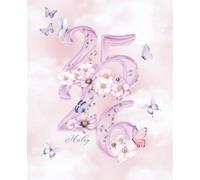 2025 thru 2026 Student Academic Planner for Teen Girls, Pastel Butterflies & Floral Design on Pink & White Clouds Background