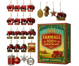 2025 Tractor 100th Anniversary Advent Calendar, 24 Days Christmas Countdown with Farm Tractor Ornaments, Collectible Holiday Keepsake Gift for Farmers, Collectors & Tractor Lovers