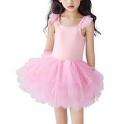 2025 Tutu Ballet Enfant Fille Robe de Danse Corps de Danse avec Jupe Tutu Mousseline Léger & Respirant Filles Robe de Ballet Ballerin pour Cours & Spectacles Robes Taille Réglable 2-6 Ans