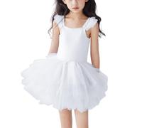 2025 Tutu Ballet Enfant Fille Robe de Danse Corps de Danse avec Jupe Tutu Mousseline Léger & Respirant Filles Robe de Ballet Ballerin pour Cours & Spectacles Robes Taille Réglable 2-6 Ans