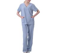2025 Uniforme Médical Femme 2 Pièces Ensemble de Vêtements Offre Spéciale Haut et Pantalon + Blouse Medicale Femmes Couleur Unie Coupe Souple Et Confortable Tenue Aide Soignante Professionnelle