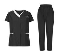 2025 Uniforme MéDicale Unisexes Ensemble Haut Et Pantalons Medicale Blouse Femme Tenue Aide Soignante VêTement MéDical Tenue Infirmiere Professionnelle Couleur Unie VêTements De Travail Et Uniformes