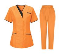 2025 Uniforme MéDicale Unisexes Ensemble Haut Et Pantalons Medicale Blouse Femme Tenue Aide Soignante VêTement MéDical Tenue Infirmiere Professionnelle Couleur Unie VêTements De Travail Et Uniformes