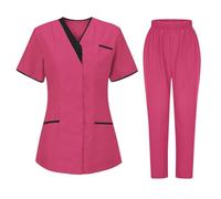 2025 Uniforme MéDicale Unisexes Ensemble Haut Et Pantalons Medicale Blouse Femme Tenue Aide Soignante VêTement MéDical Tenue Infirmiere Professionnelle Couleur Unie VêTements De Travail Et Uniformes