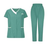 2025 Uniforme MéDicale Unisexes Ensemble Haut Et Pantalons Medicale Blouse Femme Tenue Aide Soignante VêTement MéDical Tenue Infirmiere Professionnelle Couleur Unie VêTements De Travail Et Uniformes