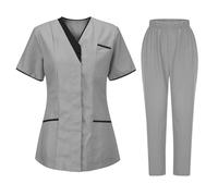 2025 Uniforme MéDicale Unisexes Ensemble Haut Et Pantalons Medicale Blouse Femme Tenue Aide Soignante VêTement MéDical Tenue Infirmiere Professionnelle Couleur Unie VêTements De Travail Et Uniformes