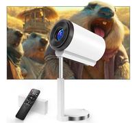 2025 Upgraded 1080P Full HD 4K Projector Compatible with Android Mini Projector [Built-in App] Portable Small Home Cinema with Dual WiFi 6, BT5.2, Retractable, White