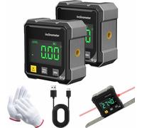 2025 Upgraded 4-Side Magnetic Digital Angle Gauge, Digital Angle Finder Magnetic, Cube Inclinometer with Backlight, Table Saw Miter Protractor, Woodworking Measuring Tool (2Pcs)