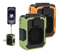 2025 Upgraded Duty Cooler Work Fan, Heat Guard Work Fan, Portable Wearable Work Fans with LED Light & Power Bank, 4000 Mah, 3 Adjustable Speeds, For Outdoors, Travel (Green+Orange)