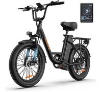 2025 URLIFE E20 - Vélo électrique - Moteur 500W - Batterie 48V13Ah - Autonomie 80km - Shimano 7 vitesses - Pneus 20*3,0 pouces,Noir