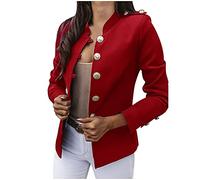 2025 Veste Blazer Femme Manche Longue- Veste Mariage Col Mao Casual avec Boutons Coupe Slim Chic Et Élégants Travail Manteau Confortable Passe-Partout Tempérament Streetwear Cardigan