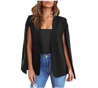 2025 Veste châle décontractée pour femme Style cape Tempérament Veste grande taille, Noir , XXL